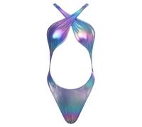 Freebily Bikini Einteiler Damen Monokini Damen Nachtwäsche Nachtwäsche Pole Dance Outfit Strapsen Sling Micro Bikinis Stripper Outfits Rave Blau L