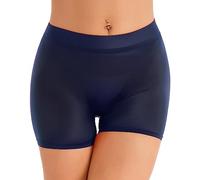 Freebily Damen Durchsichtige Shorts Unterwäsche Öl-Glanz/Matt Nylon Panties Boxer Briefs Stretch Boyleg Unterhose Schlüpfer Reizwäsche A_Marineblau Einheitsgröße