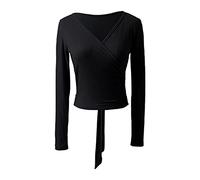 Freebily Damen elegante Bolerojacke Ballett Bolero Jäckchen Schulterjacke Latein Tanz Top Achselzucken Cardigan Schwarz_C S