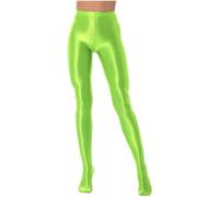 Freebily Damen Glänzend Nylon Strumpfhosen Glatte Seide-Glanz Nylon Leggings Feinstrumpfhose für Tanz Ballett Gymnastik Sport Neongrün L