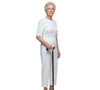 Freebily Damen Pflegeoverall Einteiler Mit Reißverschluss Am Rücken Kurzarm Druck Overall Für Senioren Demenz Alzheimer A Punkt Himmelblau XL
