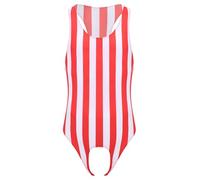 Freebily Herren Body Offener Schritt Stringbody Gestreifter Wrestling Body Männer Sport Athletic Supporters Sling Trikot Rot&Weiß M