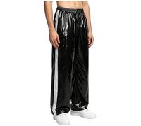 Freebily Herren Latex Ähnliche Hose wasserdichte Jogginghose Reha Hose Reflektierende Mit Schritt-reißverschluss Outdoor Wanderhose Schwarz 3XL