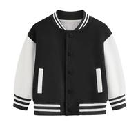 Freebily Jungen Mädchen Baseball Jacke College Jacke Mit Tasche Kontrastfarbe Kinder Baby Frühling Herbstjacke Gr. 86-128 Schwarz 92-98