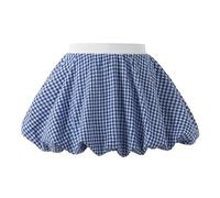 Freebily Kinder Blasenröcke Faltenrock Mädchen Puffy-Saum-Rock Blasen Skort Karo Rock Sport Skort Plissee Shorts Tanz Blasenröcke Urlaub Blau Weiß 104-110