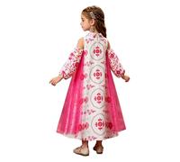 Freebily Mädchen Arabischer Kaftan Kleid Ethno-Stil Dubai Türkei Islam Jilbabkleid Festliches Kleid Kommunionkleid Traditionelle Kleidung Weiß 122-128