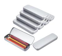 FREEBLOSS 10 Stück Federmäppchen Aus Metall Silberfarben Mit Scharnierdeckel Rechteckig Für Schule Und Büro 7.9x2.6x1 Zoll
