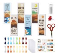 FREEBLOSS 11CT 6er Set Kreuzstich Lesezeichen Landschaftsstempel Stickerei Mit Anleitung 6 Lesezeichen Auf Der Rückseite Aus Filz Set Zur Herstellung