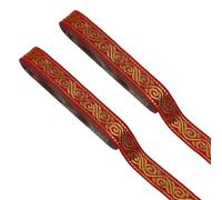 FREEBLOSS 15.4 Yards Jacquardband Rot Gewebt Ethnische Bänder Doppelseitig 0.78" bestickte Bänder Jacquard Borte Für Handarbeiten Nähen Kleidung Dekoration Geschenkverpackung