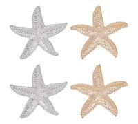 FREEBLOSS 2 Stück Vintage Broschen Mit Seesternen Gold Und Silber Seestern Broschen Für Damen Kleider Hochwertige Metall Broschennadeln Für Strände Hochzeiten Partys Tänze Bankette 2" x 2"