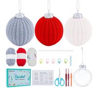 FREEBLOSS 3 Set Weihnachtskugel Häkelset Häkelset Für Anfänger Und Erwachsene Stricksets Zum Lernen Mit Video Tutorial alle Materialien Enthalten