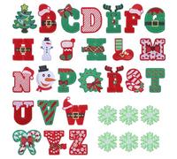 FREEBLOSS 32 x Weihnachts Aufbügler Kreatives AZ Alphabet Bestickte Aufnäher Stickapplikation Für Kleidung Aufnäher Für Kleidung Und Jacken