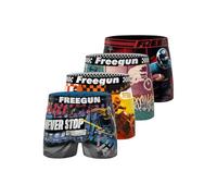 FREEGUN Boxershorts für Jungen, eng anliegend, 4 Stück, Orange/Beige/Schwarz/Rot, 10-12 Jahre