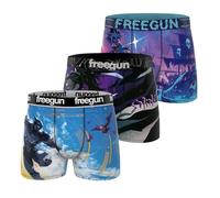 FREEGUN Boxershorts Herren Sport, Unterhosen Männer, 3er-Pack, Blau B10 (S)