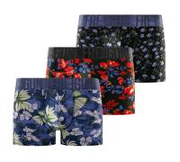 Boxershorts für Herren, Blumenmuster, weich & atmungsaktiv (3 Stück), Khaki/Schwarz/Rot/Blau, L