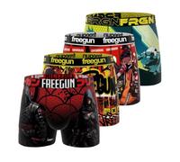Freegun Boxershorts für Herren, Landschaft, weich & atmungsaktiv (4 Stück), Rot/Schwarz/Gelb, M