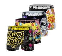 FREEGUN Chupa Chupa Chups Boxershorts für Jungen, atmungsaktiv und ultraweich (4 Stück), Gelb/Schwarz/Violett/Rot, 8-10 Jahre