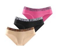 FREEGUN Damen-Slip, Baumwolle, Unterwäsche für Damen, bequem und weich (3 Stück), Schwarz/Rosa/Beige/Braun, 42