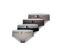 Freegun Damen-Slip, Unterwäsche für Damen, bequem und ultraweich (4 Stück), Beige/Braun/Schwarz/Grau/Fuchsia, 32