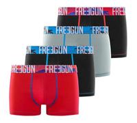 FREEGUN Herren-Boxershorts, Baumwolle, Boxershorts für Herren, hypoallergen und Stretch (4 Stück), Schwarz/Grau/Rot, XL