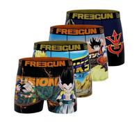 Freegun Herren-Boxershorts Dragon Ball Z, Boxershorts für Herren, Goku, Vegeta und Picolo (4 Stück), Orange/Violett/Schwarz/Gelb/Blau, XXL