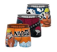 FREEGUN Herren-Boxershorts Naruto, Sasuke, Kakshi, Original Manga (3 Stück), Orange/Blau/Rot/Schwarz/Blau, S