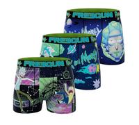 FREEGUN Rick & Morty Herren-Boxershorts, Stretch, bequem und ultraweich (3 Stück), Violett/Grün/Weiß/Schwarz, XL