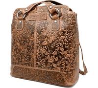 Fregery Damen Frauen Tasche Rucksack Lederrucksack | aus weichem hochwertigem Rindsleder - Vintage Bag Beutel | Umhängetaschen - Abendtasche | Handtasche - Schultertasche Hill Burry (Braun)