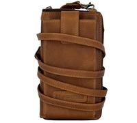 Fregery Leder Damen Handytasche Umhängetasche Geldbörse Multifunktion Beutel aus Echtleder Verstellbar Schultergurt Handy Hill Burry braun