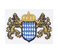 Freistaat Bayern Aufnäher bayrisches Staatswappen Bügelbild bestickt - Oktoberfest Aufbügler für Lederhose - Bayrische Flagge Stoff-Applikation für Hemd/Leder/Hut - 50x70mm