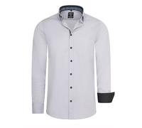 Rusty Neal Freizeit-Hemd Herren Langarm Stretch Hemd im Kontrast Desgin Slim Fit S - 3XL 022, Farbe:Grau, Größe S-3XL:3XL