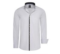 Rusty Neal Herren Premium Freizeit-Hemd mit Doppel-Knopf-Verschluss Stretch Langarm Hemden Slim Fit 029, Farbe:Grau, Größe S-3XL:XL