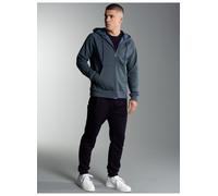 Freizeitanzug TRIGEMA "TRIGEMA Jogginganzug mit Kapuze und Reißverschluss", Herren, Gr. M, blau (jeans, melange), 70% Baumwolle, 30% Polyester, Sportanzüge Freizeitanzug (67930167-M) jeans, melange