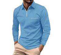 Freizeithemd Herren Langarm Bügelfrei Businesshemd Comfort fit Arbeitshemd Reverskragen Poloshirt Einfarbig Langarmshirt Bequeme Anzug Hemd Lockere Sommerhemd Casual Polohemd Arbeitsshirts