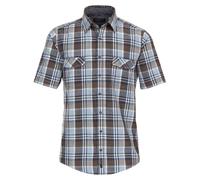 CASAMODA Freizeithemd Kurzarm kariert Casual Fit Mittelblau XL