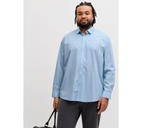 Langarmhemd "JJJOE SHIRT LS PLAIN PLS", Herren, Gr. 6XL, N-Gr, cashmere blau, Web, Obermaterial: 65% Polyester, 35% Baumwolle, JACK & JONES PLUSSIZE, unifarben, regular fit, Hemden (62076349-6XL) cash