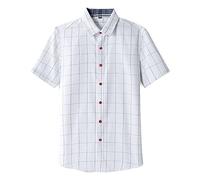 Freizeithemden Für Herren Kurzarmhemd Herren Arbeitshemden Button Down Hemd Herren Kurzarm Baumwolle Regular Fit Dünnes Kariertes Business-Hemd für Männer Herren Atmungsaktiv Freizeithemd