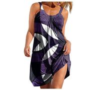 Freizeitkleider Für Damen - Damen-Sommer-Strandbekleidung, Trägerkleider, Ärmellos, U-Ausschnitt, Geometrischer Farbblock, 3D-Gedrucktes Slip-Kleid, Lässig, Urlaub, Damen, Grace-Trägerkleid, Dr