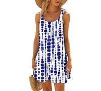 Freizeitkleider Für Damen - Damen-Strand-Trägerkleider, Farbiges Muster, 3D-Gedrucktes Slip-Kleid, Modisches Ärmelloses Trägerkleid Mit U-Ausschnitt, Damen-Anmut, Sommerparty, Lässiges, Lockere