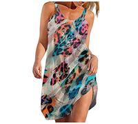Freizeitkleider Für Damen - Damen-Strand-Trägerkleider, Leopardenmuster, 3D-Gedrucktes Slip-Kleid, Modisches, Ärmelloses Trägerkleid Mit U-Ausschnitt, Damen-Anmut, Sommer, Lässiges, Lockeres Kl