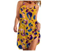 Freizeitkleider Für Damen - Damen-Strand-Trägerkleider, Leopardenmuster, 3D-Gedrucktes Unterkleid, Modisches U-Ausschnitt, Ärmelloses Trägerkleid, Damen-Anmut, Sommer, Lässiges, Lockeres Kleid,