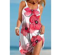 Freizeitkleider Für Damen - Sommer Damen Casual Lose Strand Trägerkleider Persönlichkeit 3D-Gedrucktes Unterkleid Spaghettiträger U-Ausschnitt Frauen Grace Partykleider Kleidung,Dress05,5Xl
