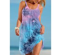 Freizeitkleider Für Damen - Sommer Damen Casual Lose Strand Trägerkleider Persönlichkeit 3D-Gedrucktes Unterkleid Spaghettiträger U-Ausschnitt Frauen Grace Partykleider Kleidung,Dress03,M