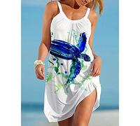 Freizeitkleider Für Damen - Sommer-Damen-Strand-Trägerkleider, Tier-Meeresschildkröte, 3D-Gedrucktes Slip-Kleid, Modisches U-Ausschnitt, Ärmelloses Trägerkleid, Damen, Lässiges, Lockeres Kleid