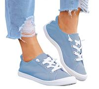 Freizeitschuhe Damen Bestickte Sneaker Spitze Atmungsaktive Stoffschuhe Elegante Frauen Schnürhalbschuhe Laufschuhe Leicht Sportlich Flache Schuhe Walkingschuhe