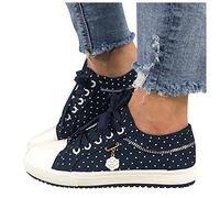 Freizeitschuhe Damen Bestickte Sneaker Spitze Atmungsaktive Stoffschuhe Elegante Frauen Schnürhalbschuhe Laufschuhe Leicht Sportlich Flache Schuhe Walkingschuhe