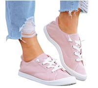 Freizeitschuhe Damen Bestickte Sneaker Spitze Atmungsaktive Stoffschuhe Elegante Frauen Schnürhalbschuhe Laufschuhe Leicht Sportlich Flache Schuhe Walkingschuhe