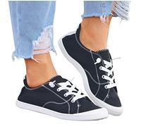 Freizeitschuhe Damen Bestickte Sneaker Spitze Atmungsaktive Stoffschuhe Elegante Frauen Schnürhalbschuhe Laufschuhe Leicht Sportlich Flache Schuhe Walkingschuhe