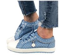 Freizeitschuhe Damen Bestickte Sneaker Spitze Atmungsaktive Stoffschuhe Elegante Frauen Schnürhalbschuhe Laufschuhe Leicht Sportlich Flache Schuhe Walkingschuhe