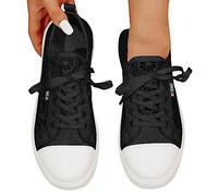 Freizeitschuhe Damen Bestickte Sneaker Spitze Atmungsaktive Stoffschuhe Elegante Frauen Schnürhalbschuhe Laufschuhe Leicht Sportlich Flache Schuhe Walkingschuhe